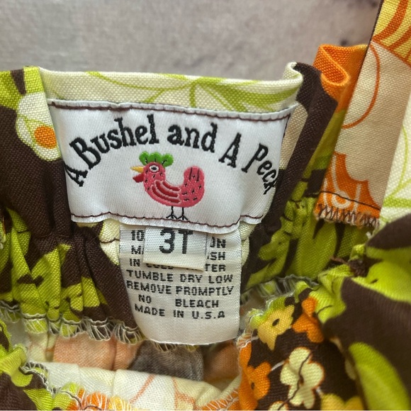 A bushel and a peck toddler dress size 3T brown with orange and yellow florals - Picture 3 of 5